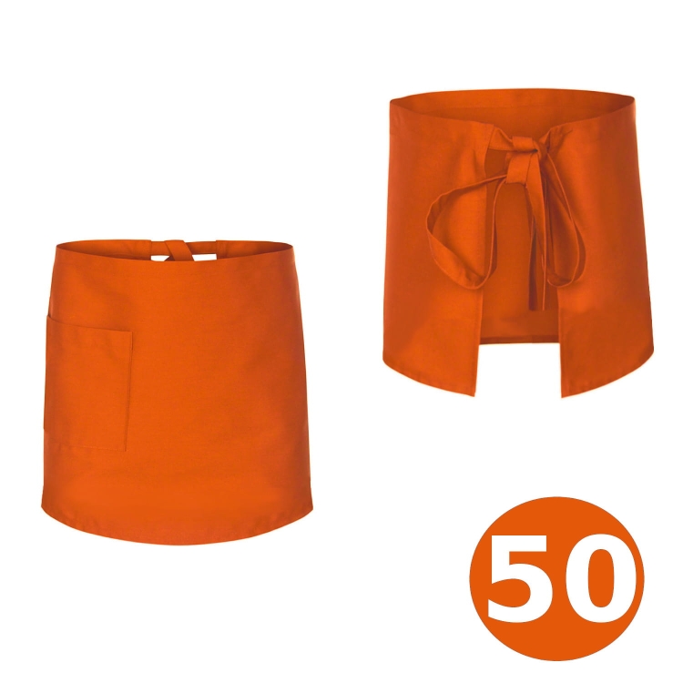 50 cm gara bārmeņu priekšauts oranžā krāsā