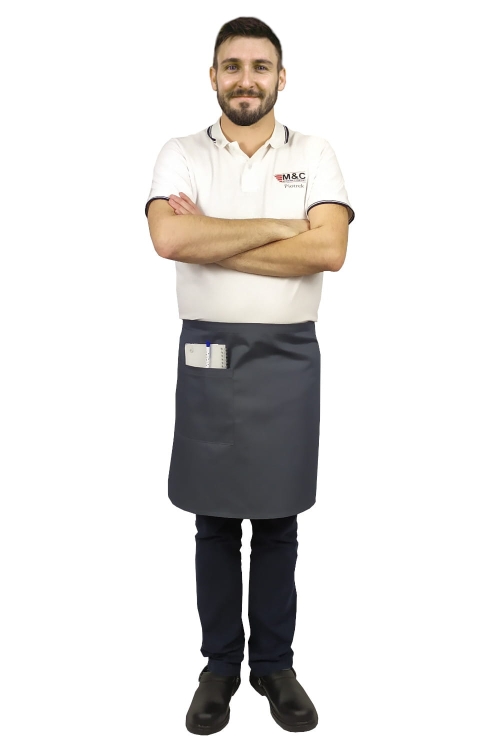 Pelēka oficianta priekšauts 50 cm garš