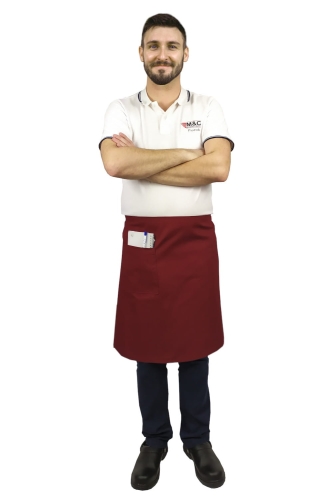 Bordo krāsas oficianta priekšauts 60 cm garš, pavāra.