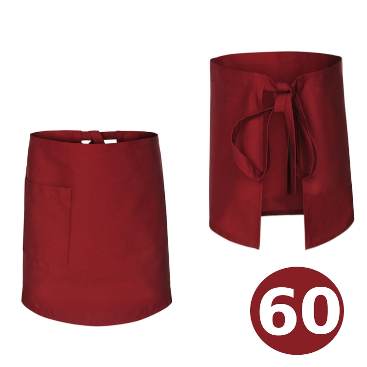 Garš 60 cm pavāra priekšauts viesmīļa bordo krāsā