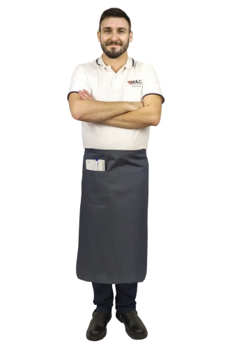 Garš pelēks viesmīļa priekšauts 75 cm