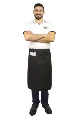 Melnā oficianta priekšautu garums 75 cm.