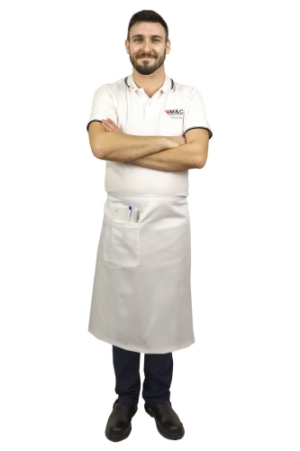 Baltā oficianta priekšautu garums 75 cm