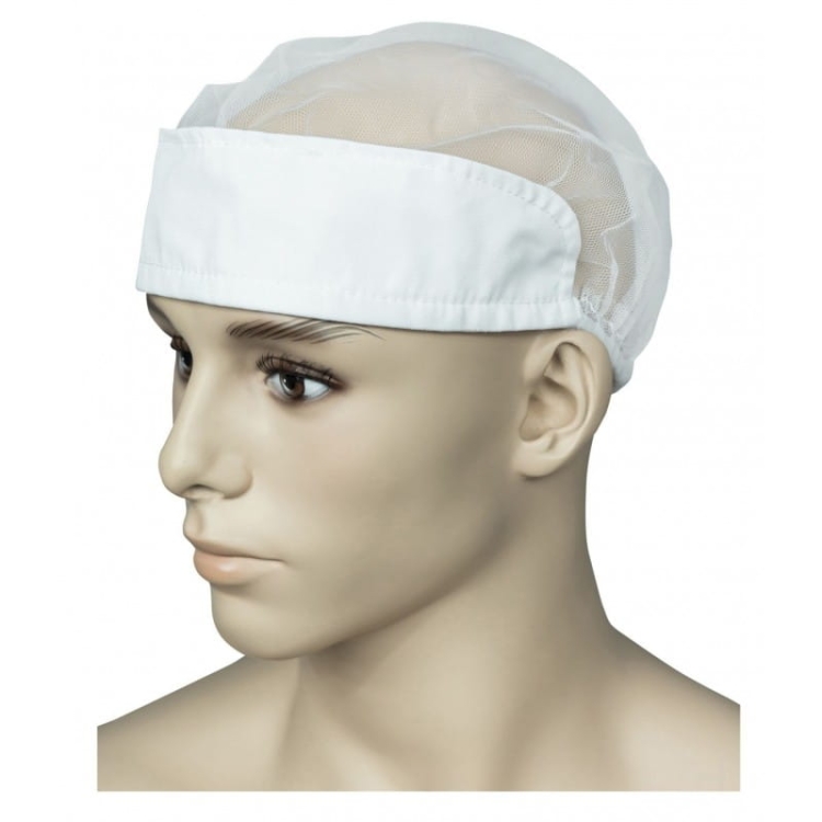 Balta tilla cepure ar gumijas materiālu.