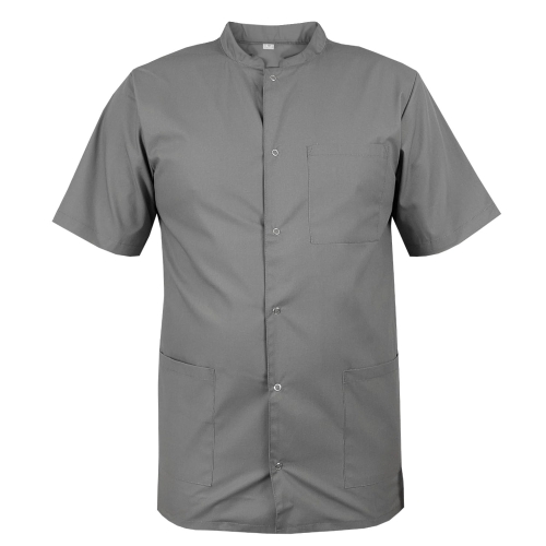 Vīriešu medicīnas krekls ar stāvošu apkakli un īsām piedurknēm