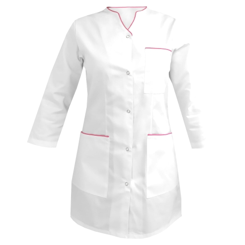 Sieviešu medicīnas komplekts ar 3/4 piedurknēm un rozā apdari.