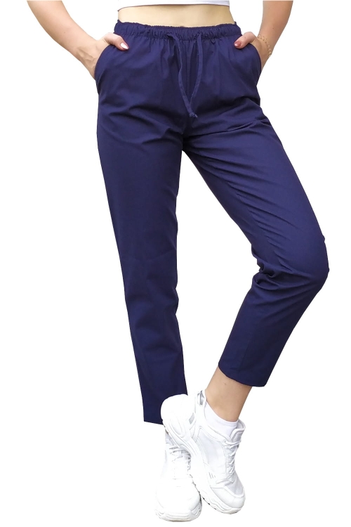 3/4 piedurkņu sieviešu medicīnas komplekts ar tumši zilu apdari