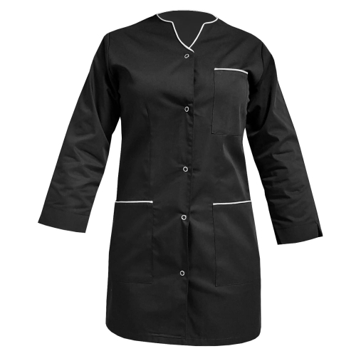 Sieviešu medicīnas komplekts ar 3/4 piedurknēm un baltu apdari.