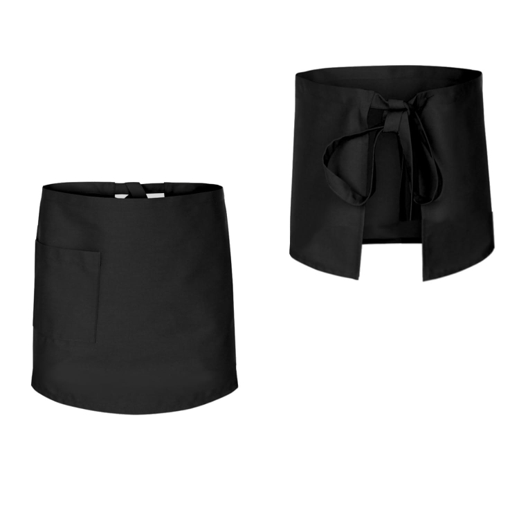 Melnā bārmeņu priekšautu garums 50 cm