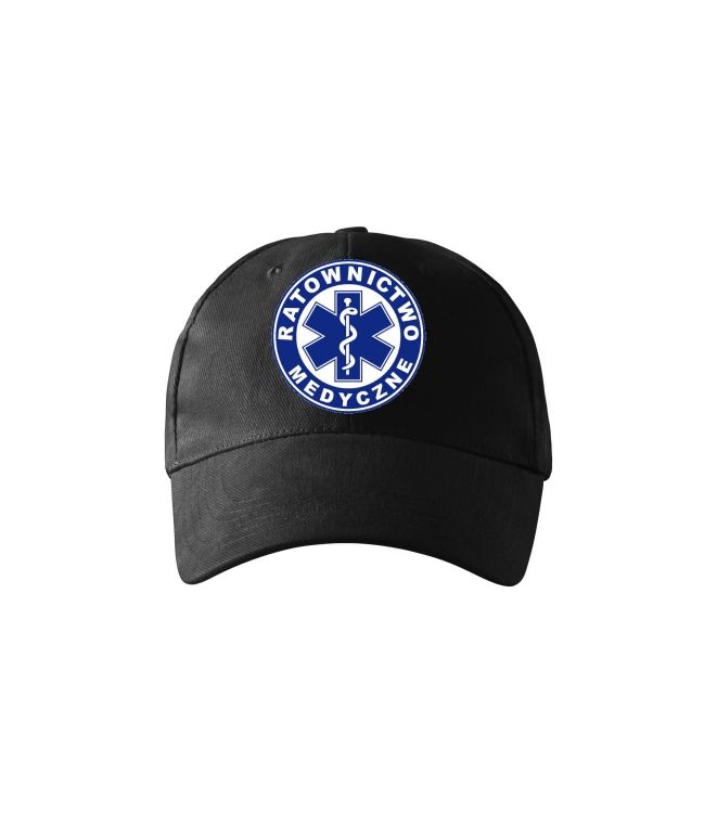 Melnā cepure ar ūdens glābēju logo.