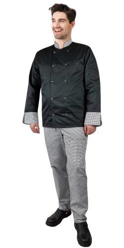 Garās piedurknes šefpavāra džemperis ar pepitku.