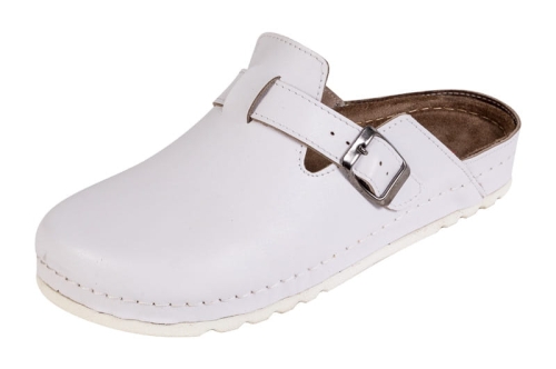 Białe klapki skórzane memory