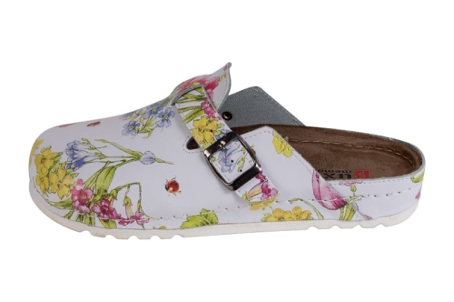 Medyczne klapki skórzane w kwiaty