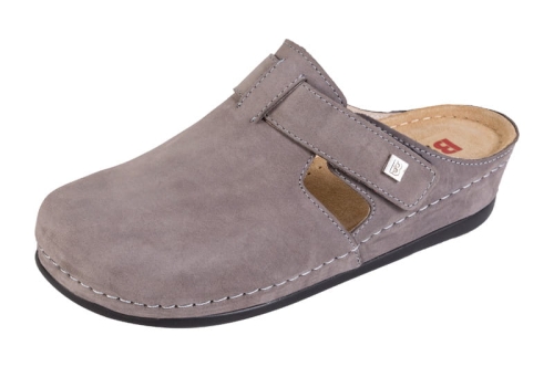 Skórzane klapki zdrowotne anatomiczne w kolorze szarym