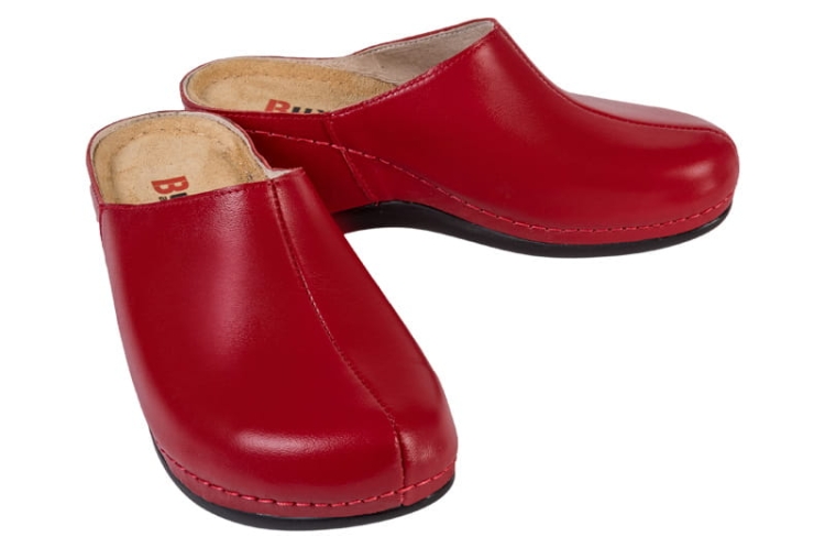 Czerwone skórzane klapki medyczne anatomiczne