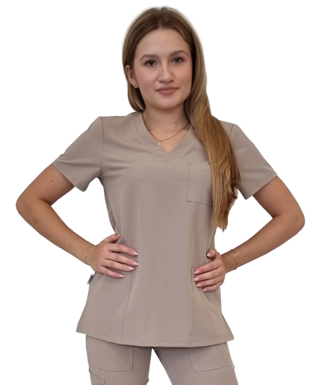 Damska bluza medyczna w kolorze beżowym