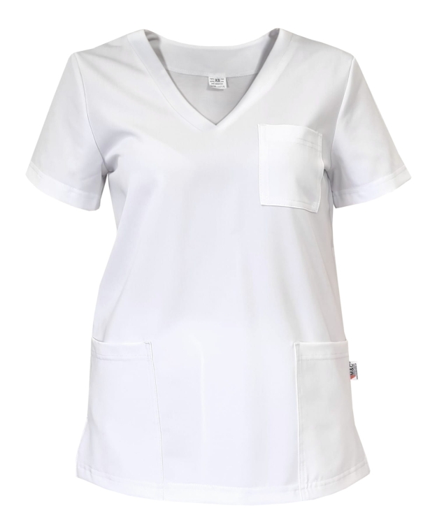 Biały komplet medyczny damski – scrubs CASUAL PREMIUM