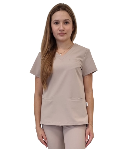 Bluza medyczna damska beżowa BASIC PREMIUM