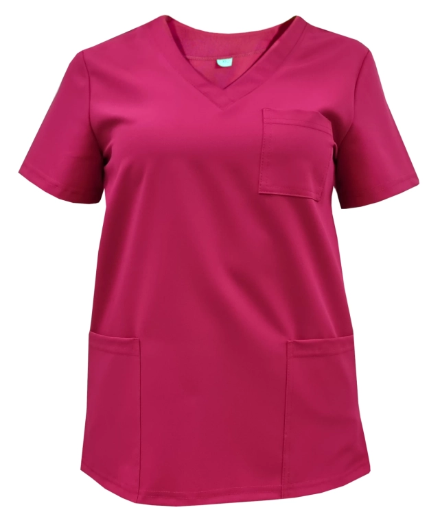 Damski komplet medyczny amarantowy – scrubs CASUAL PREMIUM