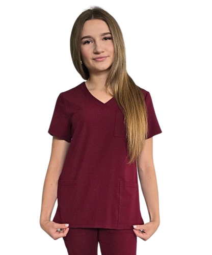 Bordowa bluza medyczna damska Casual Premium