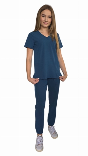 Komplet medyczny damski morski – scrubs CASUAL PREMIUM