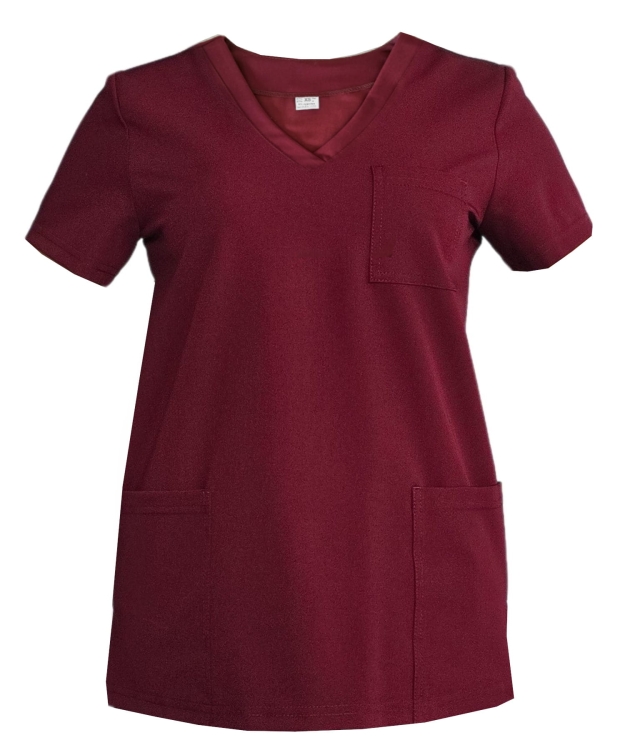 Damski komplet medyczny bordowy – scrubs CASUAL PREMIUM