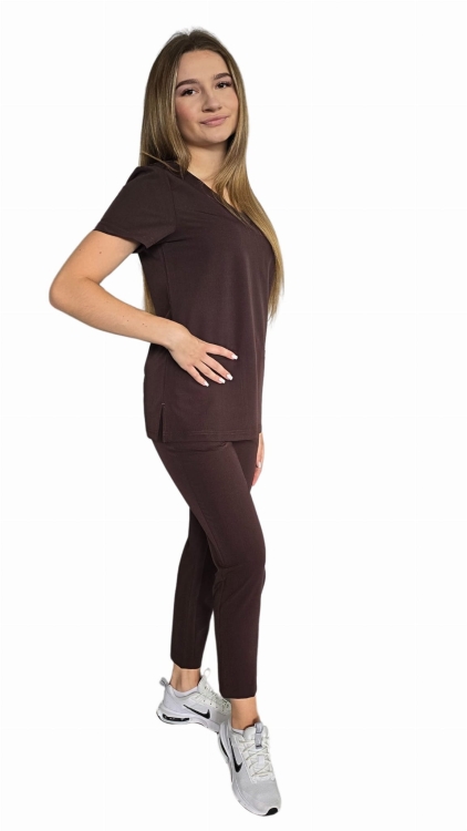 Damski komplet medyczny BASIC PREMIUM w kolorze czekoladowym