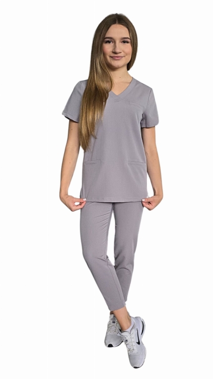 Komplet medyczny damski BASIC PREMIUM w kolorze ciemnym szarym