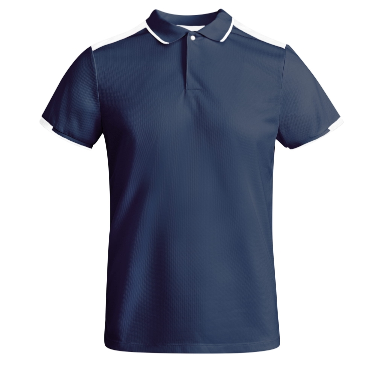 Elegancka granatowa koszulka polo męska z wstawkami