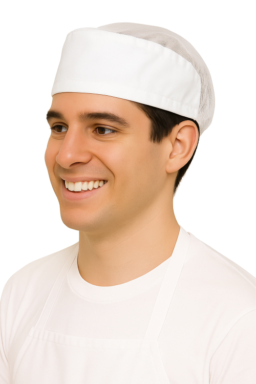 Balta tilla cepure ar gumijas materiālu