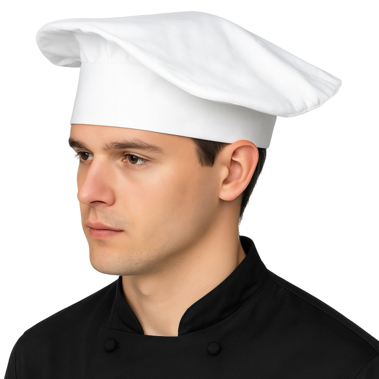 Zema šefpavāra balta cepure.