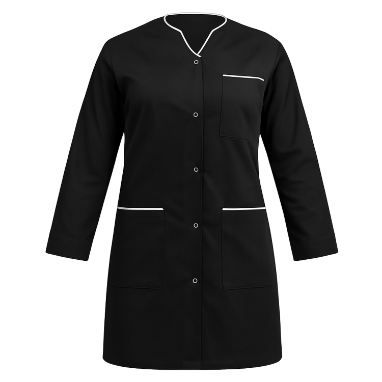 Żakiet medyczny damski czarny z rękawem 3/4 i lamówką