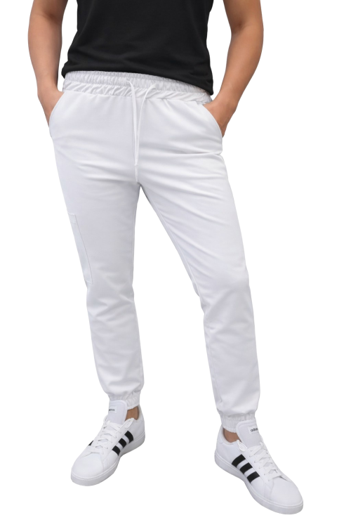 Białe spodnie medyczne Cherokee Stretch dla mężczyzn.png