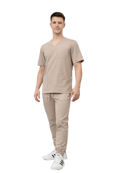 Vīriešu medicīniskais komplekts Stretch - beža krāsas scrubs