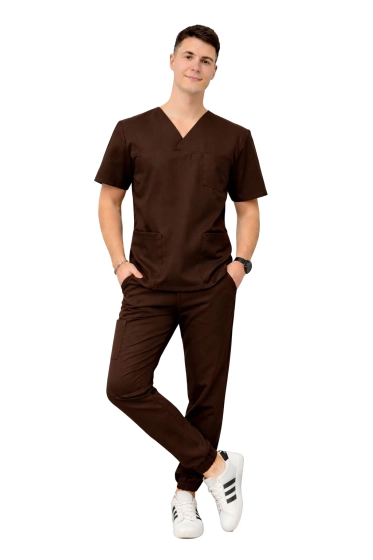 Vīriešu medicīniskais komplekts Stretch – šokolādes krāsas scrubs