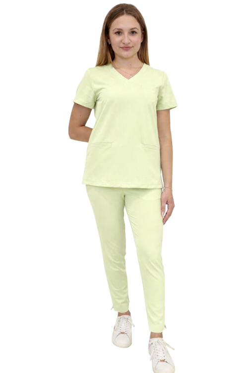 Damski komplet medyczny BASIC PREMIUM w kolorze pistacjowym.png