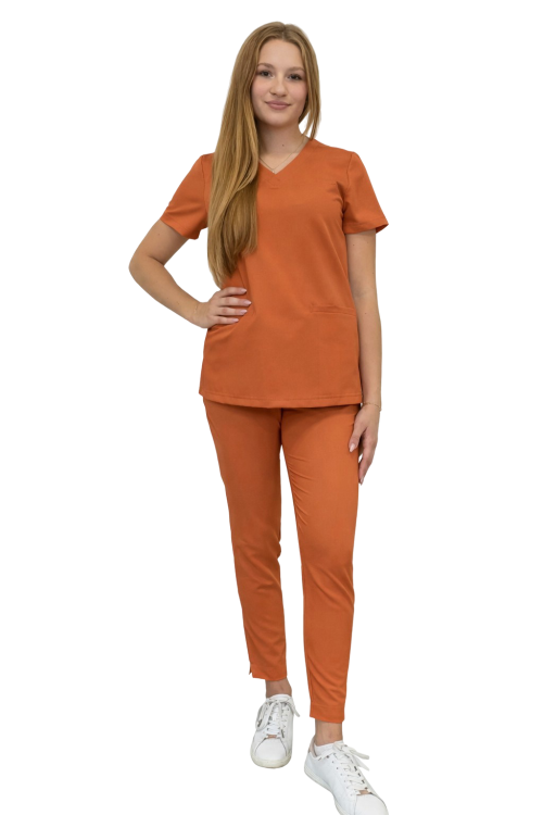 Damski komplet medyczny BASIC PREMIUM w kolorze carmelowym