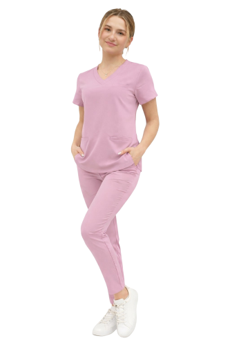 Damski komplet medyczny BASIC PREMIUM w pudrowym różu