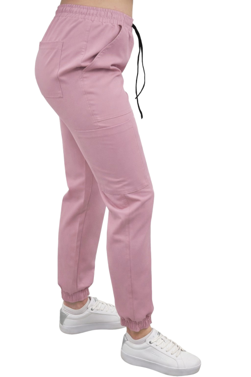 Joggery medyczne w kolorze pudrowym róż Casual Premium
