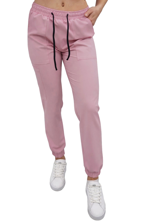 Pudrowy róż joggery medyczne Casual Premium