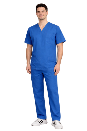 Komplet medyczny męski 100% bawełna chabrowy