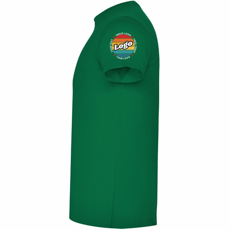T-shirt koszulka zielona personalizowana Twój własny nadruk logo kreator online lewy bok.jpg