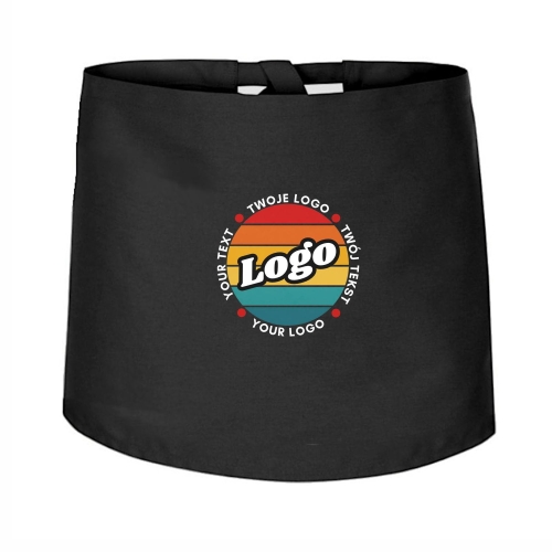 Zapaska kucharska krótka czarna wiązana długość 40cm z twoim nadrukiem logo.jpg
