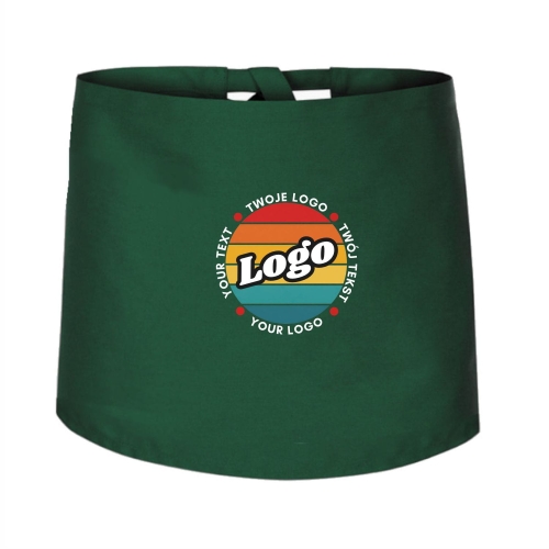Zapaska kucharska krótka zielona wiązana długość 40cm z twoim nadrukiem logo.jpg