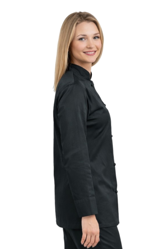 Czarna bluza kucharska damska z długim rękawem