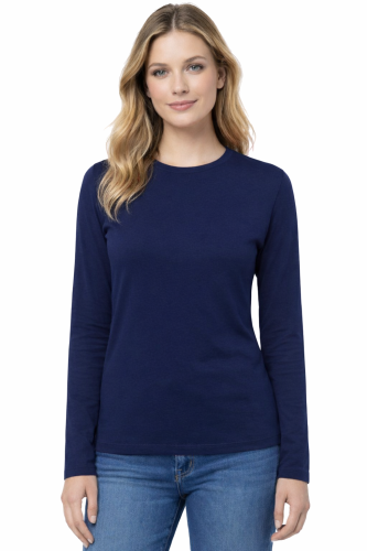 T-shirt damski z długim rekawem kolor granatowy.png