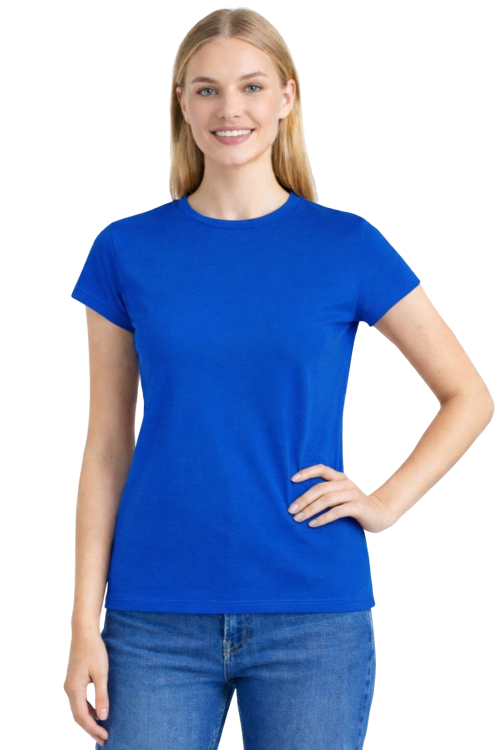 T-shirt damski krótki rękaw kolor chabrowy.png