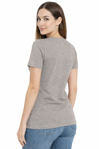 Koszulka z krótkim rękawem damska dekolt w serek kolor szary widok z tyłu.png