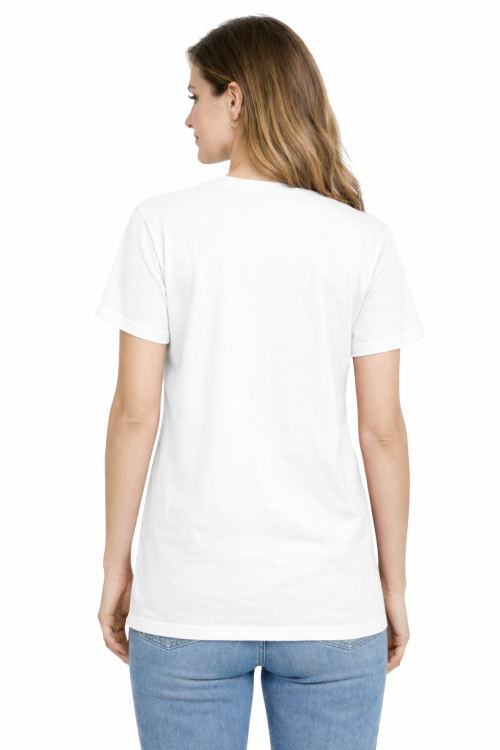 T-shirt damski krótki rękaw 100% bawełna kolor biały widok z tyłu.png