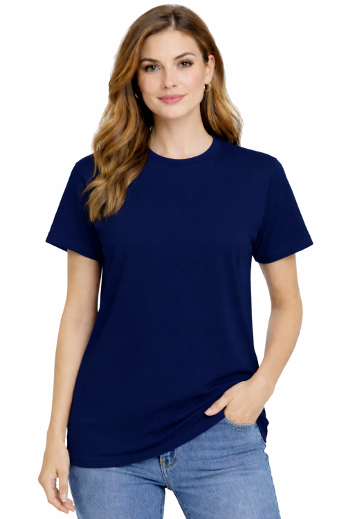 T-shirt damski krótki rękaw 100% bawełna kolor granatowy.png